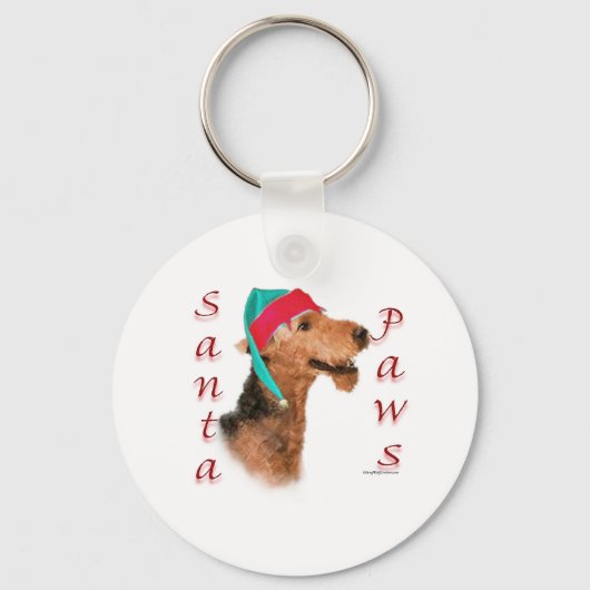 Airedale Terrier Santa Paws Sleutelhanger (Voorkant)