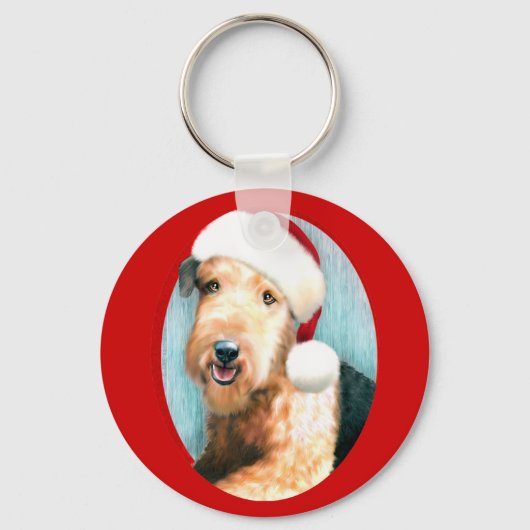 Airedale Terrier Santa Sleutelhanger (Voorkant)