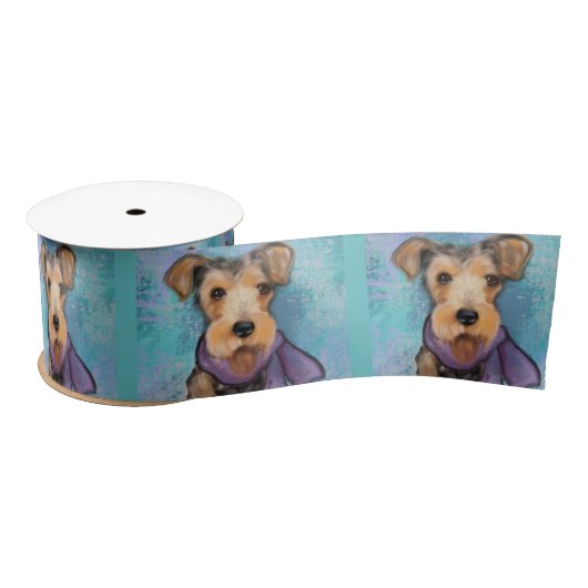 Airedale Terrier Satijnen Lint (Spoel)