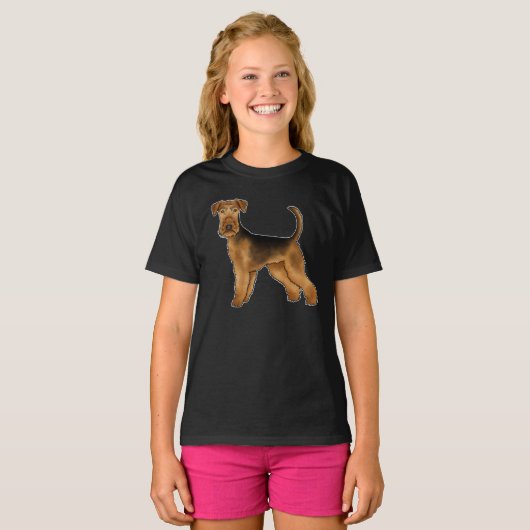 Airedale Terrier Schattige Bingley Terrier Hondent T-shirt (Voorkant volledig)