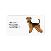 Airedale Terrier Schattige Cartoon Dog met aangepa Etiket (Voorkant)