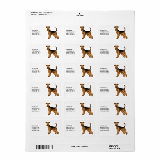 Airedale Terrier Schattige Cartoon Dog met aangepa Etiket (Full Sheet)