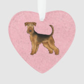 Airedale Terrier Schattige Cartoon Dog op Roze Ornament (voorkant)
