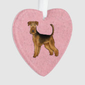 Airedale Terrier Schattige Cartoon Dog op Roze Ornament (voorkant)