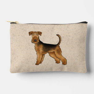 Airedale Terrier Schattige Cartoon Hond Op Beige Etui