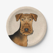 Airedale Terrier Schattige Cartoon Hondenhoofd op  Papieren Bordje (Voorkant)