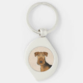 Airedale Terrier Schattige Cartoon Hondenhoofd op  Sleutelhanger (Voorkant)