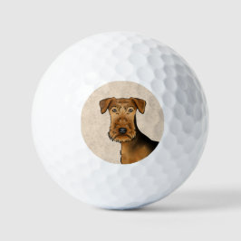 Airedale Terrier Schattige Cartoon Hondenkop Close Golfballen