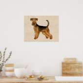 Airedale Terrier Schattige Cartoonhond Bingley Ter Poster (Keuken)