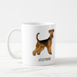 Airedale Terrier Schattige Cartoonhond Met Aangepa Koffiemok