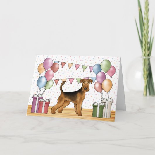 Airedale Terrier Schattige Dog Pastel Happy Birthd Kaart (Voorkant)