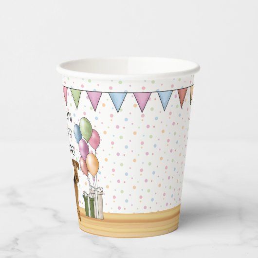 Airedale Terrier Schattige Dog Pastel Happy Birthd Papieren Bekers (Links)