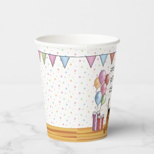 Airedale Terrier Schattige Dog Pastel Happy Birthd Papieren Bekers (Rechts)