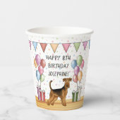 Airedale Terrier Schattige Dog Pastel Happy Birthd Papieren Bekers (Voorkant)