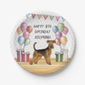 Airedale Terrier Schattige Dog Pastel Happy Birthd Papieren Bordje (Voorkant)