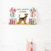 Airedale Terrier Schattige Dog Pastel Happy Birthd Spandoek (Insitu)