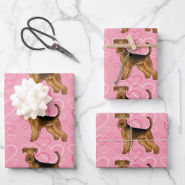 Airedale Terrier Schattige Hond Liefde En Hartjes  Inpakpapier Vel
