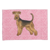 Airedale Terrier Schattige Hond Liefde Met Roze Ha Kussensloop (Voorkant-Rechts)