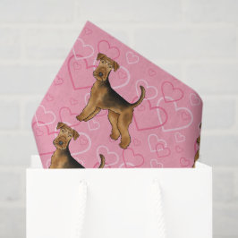 Airedale Terrier Schattige Hond Liefde Met Roze Ha Tissuepapier
