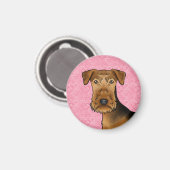 Airedale Terrier Schattige Hondenhoofd op roze har Magneet (Voorkant / Achterkant)