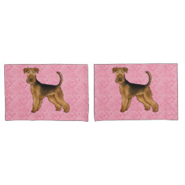 Airedale Terrier Schattige Hondenliefde Met Roze H Kussensloop