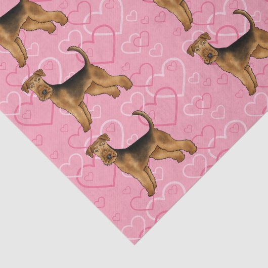 Airedale Terrier Schattige Hondenliefde Met Roze H Tissuepapier (Detail)