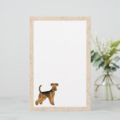 Airedale Terrier Schattigee Cartoon Dog Bingley Te Briefpapier (Staand voorkant)