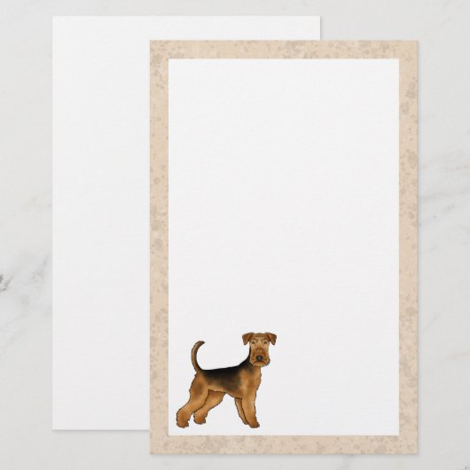 Airedale Terrier Schattigee Cartoon Dog Bingley Te Briefpapier (Voorkant / Achterkant)