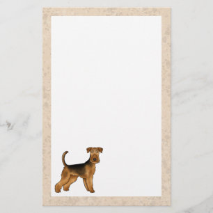 Airedale Terrier Schattigee Cartoon Dog Bingley Te Briefpapier