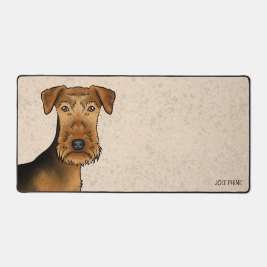 Airedale Terrier Schattigee Cartoon Dog Bingley Te Bureaumat (Voorkant)