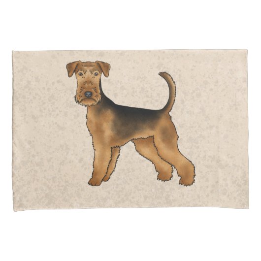 Airedale Terrier Schattigee Cartoon Dog Bingley Te Kussensloop (Voorkant-Rechts)