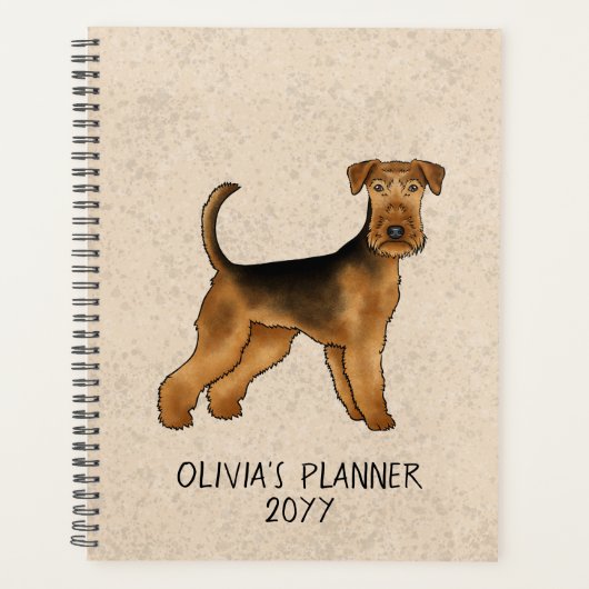 Airedale Terrier Schattigee Cartoon Dog Bingley Te Planner (Voorkant)