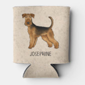 Airedale Terrier Schattigee Cartoon Dog en Naam Be Blikjeskoeler (Voorkant)