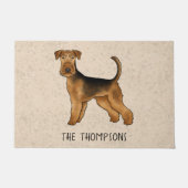 Airedale Terrier Schattigee Cartoon Dog en Naam Be Deurmat (Voorkant)