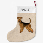 Airedale Terrier Schattigee Cartoon Dog en Naam Be Kleine Kerstsok (Achterkant)