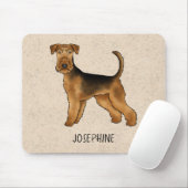 Airedale Terrier Schattigee Cartoon Dog en Naam Be Muismat (Met muis)