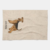 Airedale Terrier Schattigee Cartoon Dog en Naam Be Theedoek (Horizontaal)