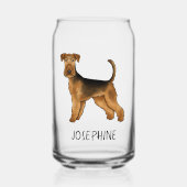 Airedale Terrier Schattigee Cartoon Dog met aangep Blikvorm Glas (Voorkant)