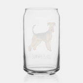 Airedale Terrier Schattigee Cartoon Dog met aangep Blikvorm Glas (Achterkant)
