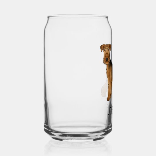 Airedale Terrier Schattigee Cartoon Dog met aangep Blikvorm Glas (Rechts)
