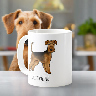 Airedale Terrier Schattigee Cartoon Dog met aangep Koffiemok