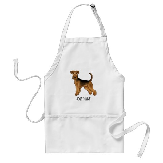 Airedale Terrier Schattigee Cartoon Dog met aangep Standaard Schort (Voorkant)