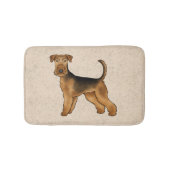 Airedale Terrier Schattigee Cartoon Dog op Beige Badmat (Voorkant)