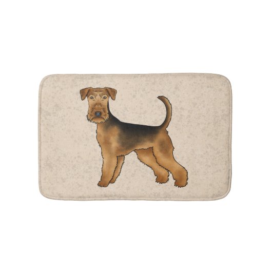 Airedale Terrier Schattigee Cartoon Dog op Beige Badmat (Voorkant)