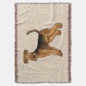 Airedale Terrier Schattigee Cartoon Dog op Beige Deken (Voorkant Verticaal)