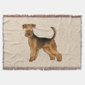 Airedale Terrier Schattigee Cartoon Dog op Beige Deken (Voorkant)