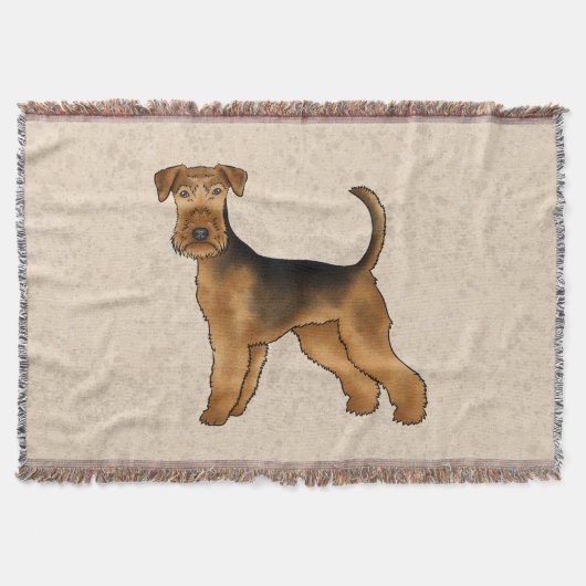 Airedale Terrier Schattigee Cartoon Dog op Beige Deken (Voorkant)