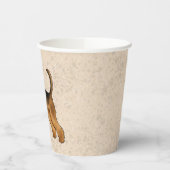 Airedale Terrier Schattigee Cartoon Dog op Beige Papieren Bekers (Links)