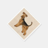 Airedale Terrier Schattigee Cartoon Dog op Beige Servet (Hoek)