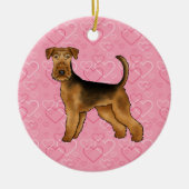 Airedale Terrier Schattigee hondenliefde en harten Keramisch Ornament (Voorkant)